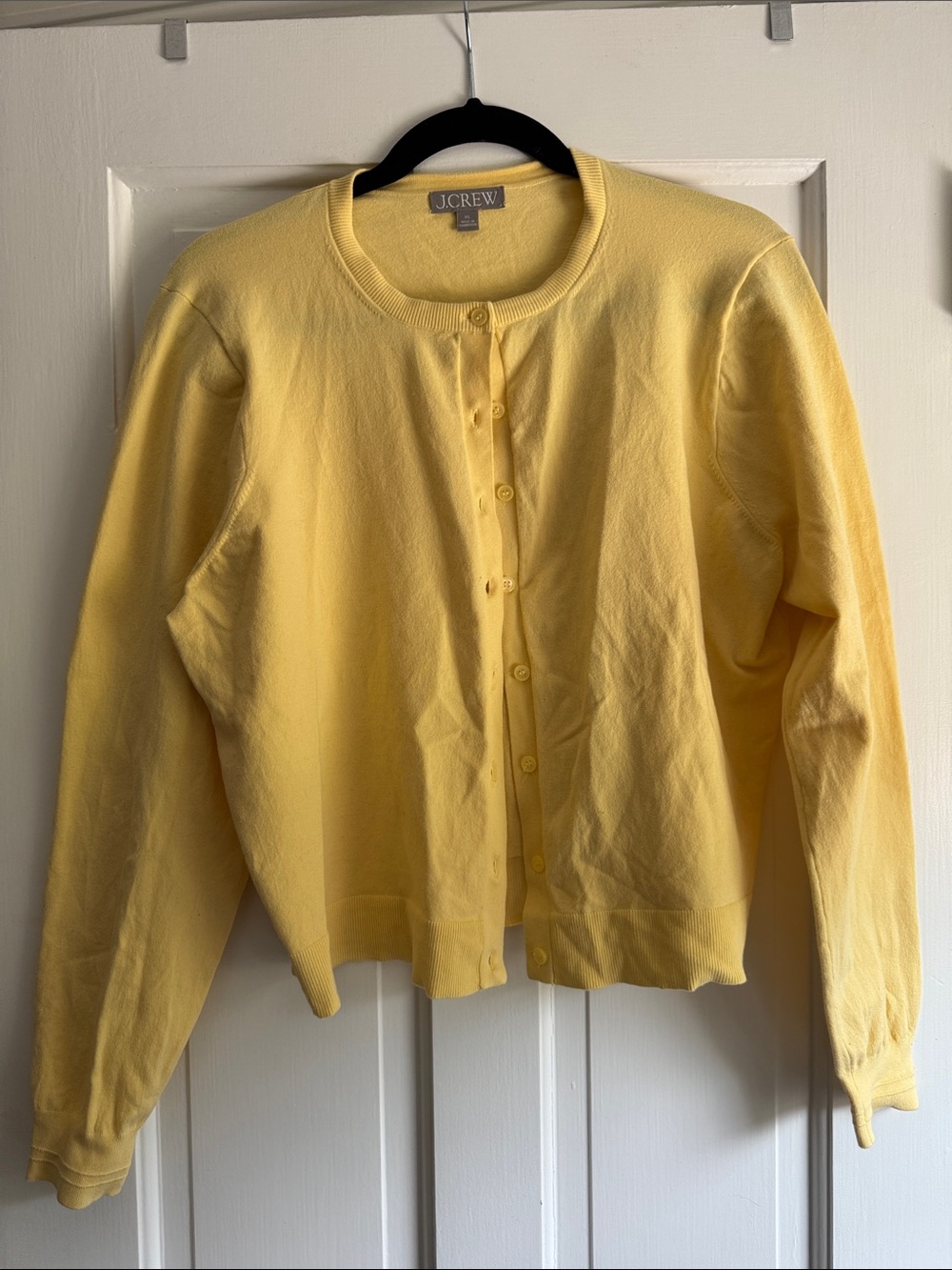 J. Crew Sunny Yellow Crewneck Button-Front Cardigan
